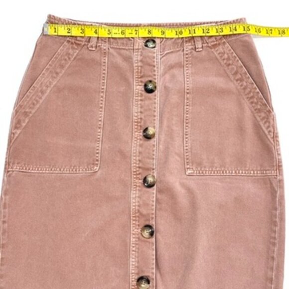 Free People Button Front Midi Utility Skirt Womens Size 12 - Picture 11 of 12